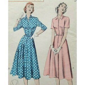 Butterick 1940s 50s Dress Pattern  Shirred Bodice Uncut Size 12 #6079
